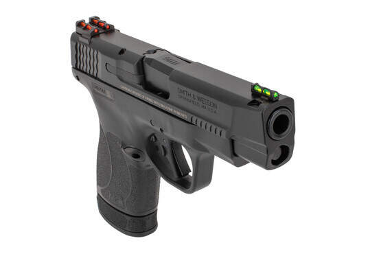 Smith & Wesson M&P Shield Plus PC subcompact 9mm pistol features fiber optic sights